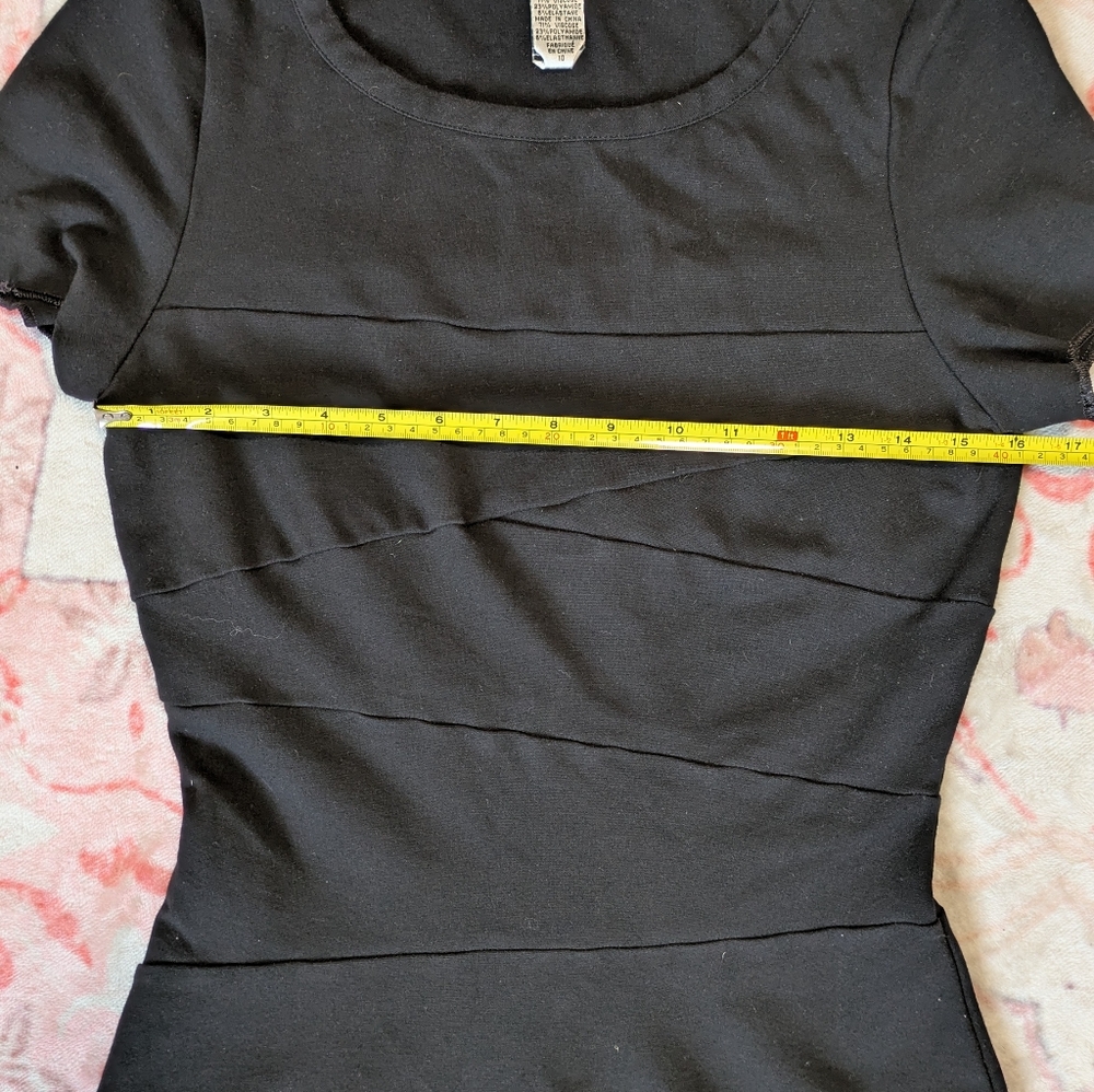 Diane Von Furstenberg Black Midi Cocktail Dress Size 10 Shortsleeve Bodycon - Picture 8 of 10